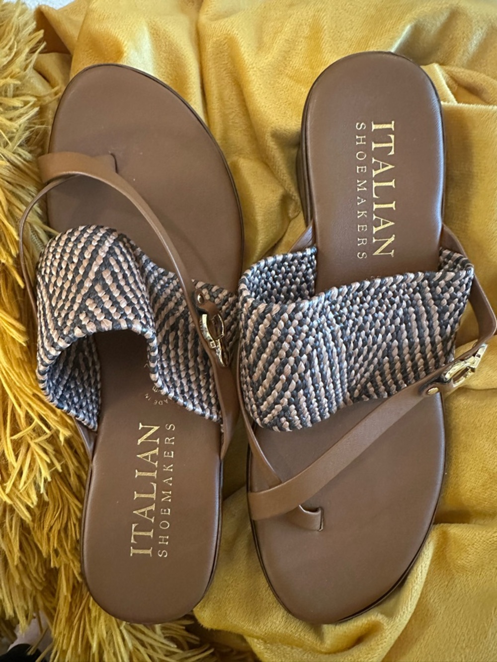 Italian Shoemakers - Brown Braided and Tan Strap Sandals